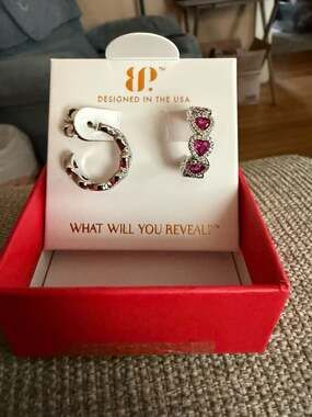 Emitations The Fellcity Hoops Lab-Created Ruby Rhodium Plated Earrings